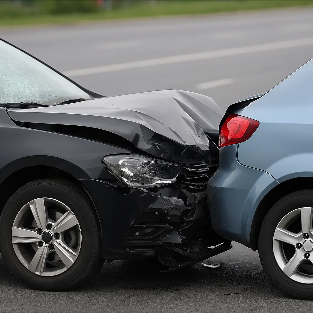 עורך דין תאונות דרכים מומלץ - תמונת המחשה של תאונה בין שני רכבים