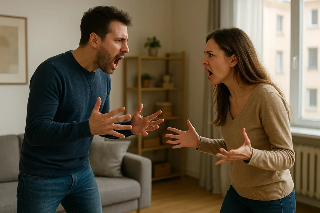 בני זוג מתווכחים במהלך הליך גירושין – עורך דין גירושין באשדוד